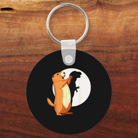 Groundhog Shadow Dinosaur Funny Puppet Happy Groun キーホルダー (正面)