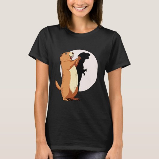 Groundhog Shadow Dinosaur Funny Puppet Happy Groun Tシャツ (正面)
