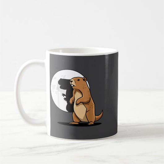 Groundhog Shadow Dinosaur Puppet Happy Groundhog D コーヒーマグカップ (左)