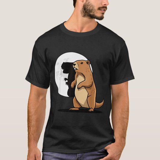 Groundhog Shadow Dinosaur Puppet Happy Groundhog D Tシャツ (正面)