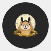 Groundhog Shadow Funny Puppet Happy Groundhog Day  ラウンドシール (正面)