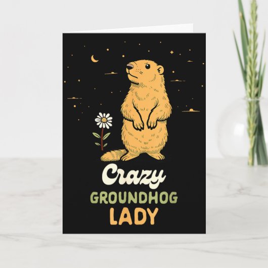 Groundhog Woman Girl Happy February 2nd Crazy Grou カード (正面)