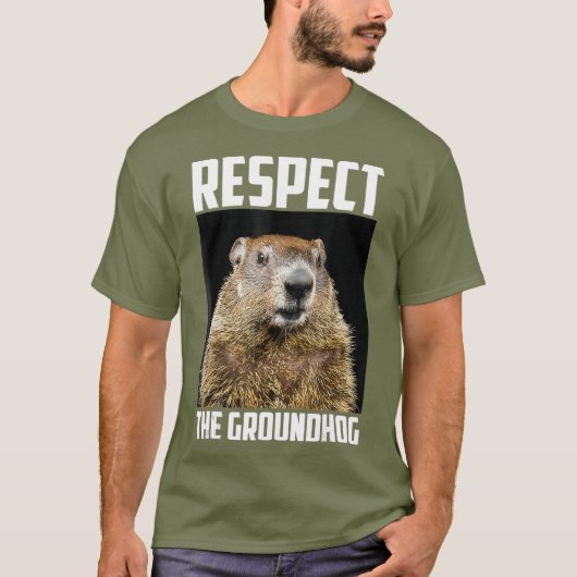 Groundhog Woodchuckの写真を尊重する Tシャツ (正面)