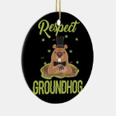 Groundhog Woodchuck写真グラウンドホッグの日を尊重 セラミックオーナメント (右)