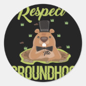 Groundhog Woodchuck写真グラウンドホッグの日を尊重 ラウンドシール (正面)