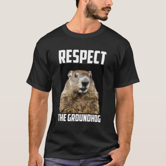 Groundhog Woodchuck写真グラウンドホッグDを尊重 Tシャツ (正面)