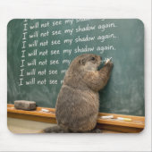 Groundhog Writing Lines on a Green Chalkboard マウスパッド (正面)