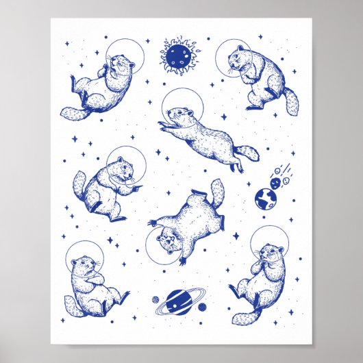 Groundhogs Astronaut In Space Funny Retro Groundho ポスター (正面)