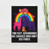 Groundhogs Eat Without Forks Funny Animal Pun Humo カード (正面)