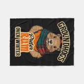 Groundhogs Prefer Rum Over Winter  フリースブランケット (正面(横))
