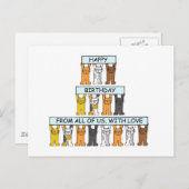 Group Cartoon Catsのハッピーバースデー ポストカード (正面/裏面)