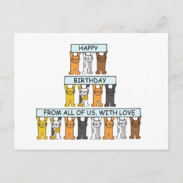 Group Cartoon Catsのハッピーバースデー ポストカード