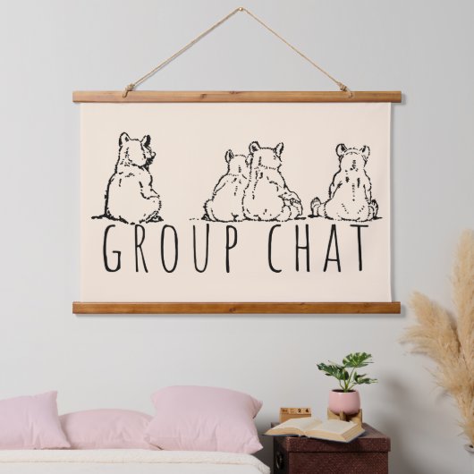 Group Chat Cute Bears 吊り下げ型タペストリー (寝室)