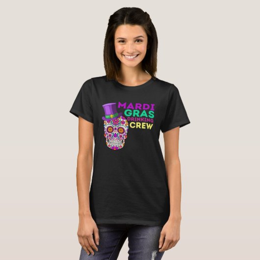 Group Mardi Gras Drinking Crew Matching Mardi Gras Tシャツ (正面フル)