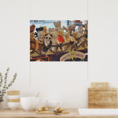 Group Of Antique Teddy Bears ポスター (キッチン)