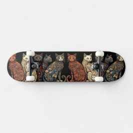 Group of Cats in Victorian Wallpaper Style スケートボード