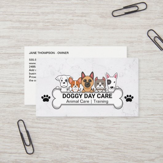 Group of Dogs | Dog Bone | Pet Care 名刺 (正面/裏面インサイチュ)