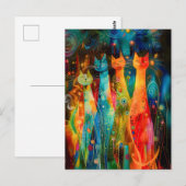 Group of Modern Cat Design in Cosmic Galaxy ポストカード (正面/裏面)