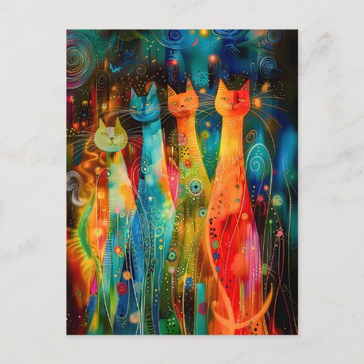 Group of Modern Cat Design in Cosmic Galaxy ポストカード (正面)