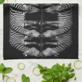 Group of Plains Zebra Drink Together at Night キッチンタオル (折り畳み)