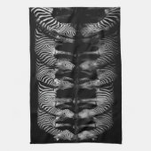 Group of Plains Zebra Drink Together at Night キッチンタオル (縦)