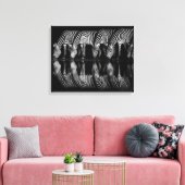 Group of Plains Zebra Drink Together at Night キャンバスプリント (インサイチュ (リビング))