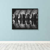 Group of Plains Zebra Drink Together at Night キャンバスプリント (インサイチュ (ウッドフロア))