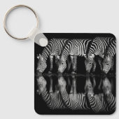 Group of Plains Zebra Drink Together at Night キーホルダー (正面)