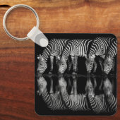 Group of Plains Zebra Drink Together at Night キーホルダー (正面)