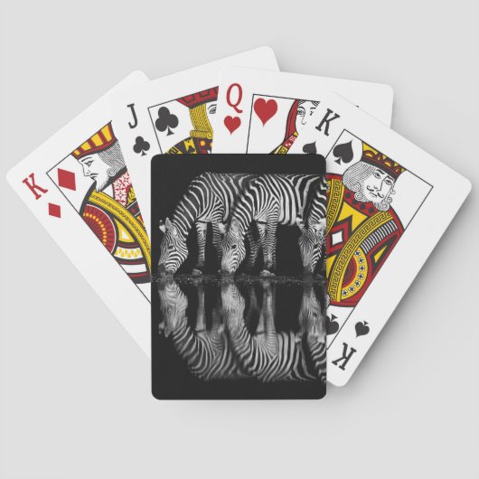 Group of Plains Zebra Drink Together at Night トランプ (裏面)