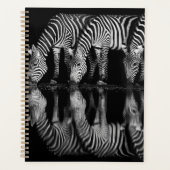 Group of Plains Zebra Drink Together at Night プランナー手帳 (正面)