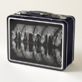 Group of Plains Zebra Drink Together at Night メタルランチボックス (裏面)