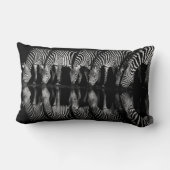 Group of Plains Zebra Drink Together at Night ランバークッション (裏面)