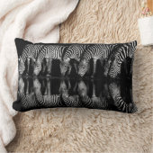 Group of Plains Zebra Drink Together at Night ランバークッション (ブランケット)