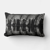 Group of Plains Zebra Drink Together at Night ランバークッション (正面)