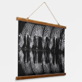 Group of Plains Zebra Drink Together at Night 吊り下げ型タペストリー (傾斜あり)