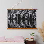 Group of Plains Zebra Drink Together at Night 吊り下げ型タペストリー (寝室)
