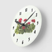 Group of Red Geraniums ラウンド壁時計 (傾斜)