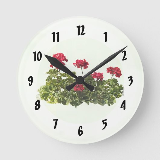 Group of Red Geraniums ラウンド壁時計 (正面)