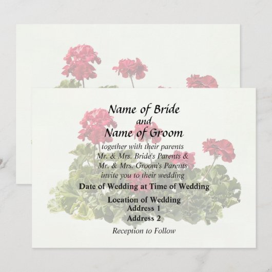 Group of Red Geraniums 招待状 (正面/裏面)