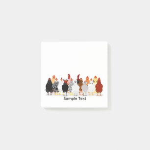 group of various breeds of chickens design post it ポストイット