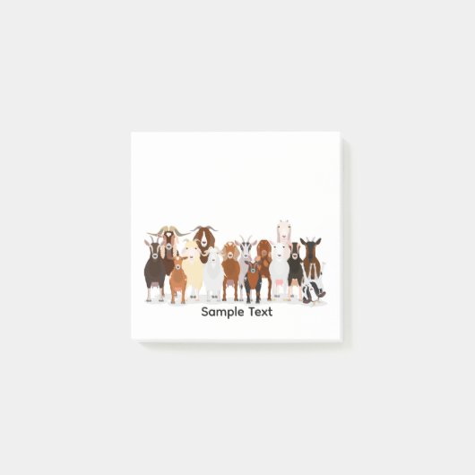group of various breeds of goats design post it ポストイット (正面)