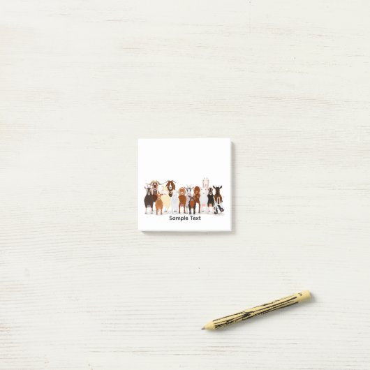 group of various breeds of goats design post it ポストイット (デスク上)