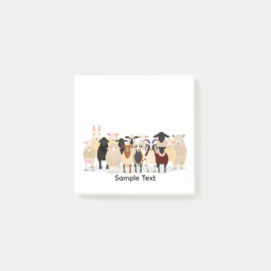 group of various breeds of sheep design post it ポストイット