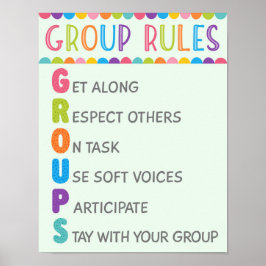 GROUP Rules Classroom Behavior Managementポスター ポスター