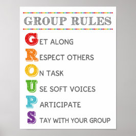 GROUP Rules Classroom Behavior Managementポスター ポスター