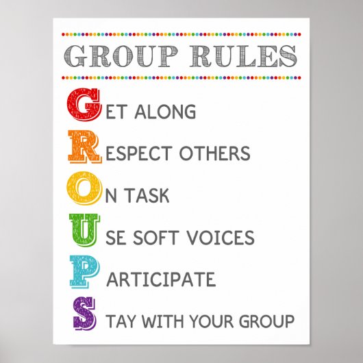GROUP Rules Classroom Behavior Managementポスター ポスター (正面)