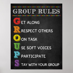 GROUP Rules Classroom Behavior Managementポスター ポスター