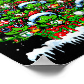 Group Santa Reindeer Elf Frogs Xmas Tree Colorful ポスター (角)