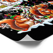Group Santa Reindeer Elf Squirrels On Tree Christm ポスター (角)
